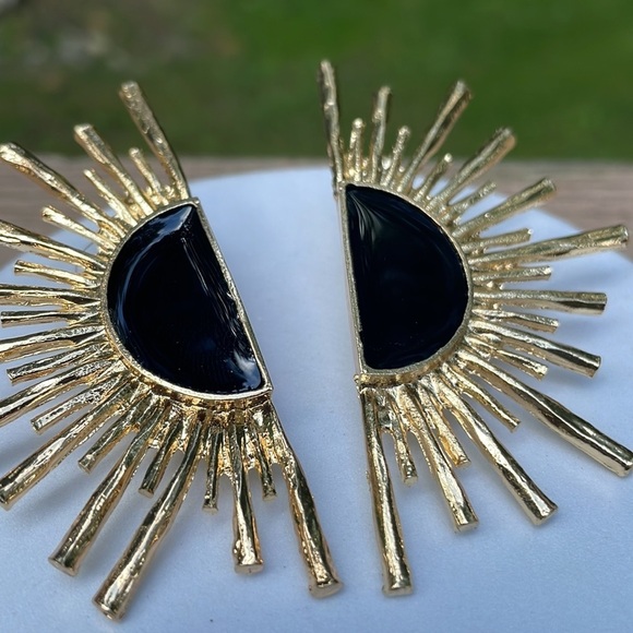 Zara Sun Radiant Gold Statement Stud Earrings - Picture 12 of 16